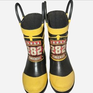 🚒 Western Chief Kids Yellow & Black Firefighter Rain Boots 🚒